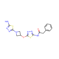 Nc1nnc(N2CC(Oc3nnc(NC(=O)Cc4ccccc4)s3)C2)s1 ZINC000653701703