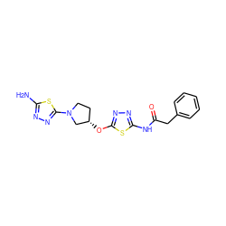 Nc1nnc(N2CC[C@H](Oc3nnc(NC(=O)Cc4ccccc4)s3)C2)s1 ZINC000653700683