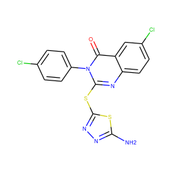 Nc1nnc(Sc2nc3ccc(Cl)cc3c(=O)n2-c2ccc(Cl)cc2)s1 ZINC000299825628