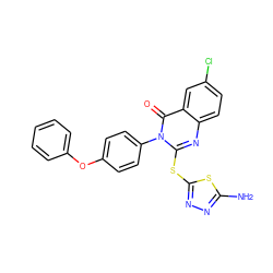 Nc1nnc(Sc2nc3ccc(Cl)cc3c(=O)n2-c2ccc(Oc3ccccc3)cc2)s1 ZINC000299825322