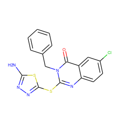 Nc1nnc(Sc2nc3ccc(Cl)cc3c(=O)n2Cc2ccccc2)s1 ZINC000299830316