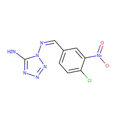 Nc1nnnn1/N=C\c1ccc(Cl)c([N+](=O)[O-])c1 ZINC000030734440