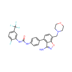 Nc1noc2c(CN3CCOCC3)ccc(-c3ccc(NC(=O)Nc4cc(C(F)(F)F)ccc4F)cc3)c12 ZINC000063539427