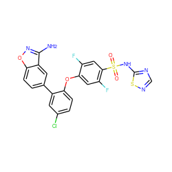 Nc1noc2ccc(-c3cc(Cl)ccc3Oc3cc(F)c(S(=O)(=O)Nc4ncns4)cc3F)cc12 ZINC000205537048