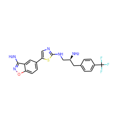 Nc1noc2ccc(-c3cnc(NC[C@@H](N)Cc4ccc(C(F)(F)F)cc4)s3)cc12 ZINC000049089596