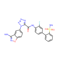 Nc1noc2ccc(-n3nnnc3C(=O)Nc3ccc(-c4ccccc4S(N)(=O)=O)cc3F)cc12 ZINC000003815588