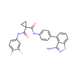 Nc1noc2cccc(-c3ccc(NC(=O)C4(C(=O)Nc5ccc(F)c(F)c5)CC4)cc3)c12 ZINC000299868395