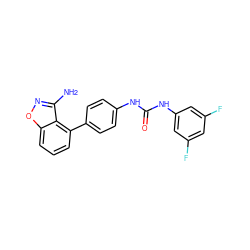 Nc1noc2cccc(-c3ccc(NC(=O)Nc4cc(F)cc(F)c4)cc3)c12 ZINC000014975407