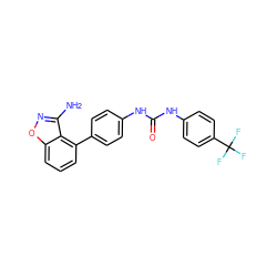 Nc1noc2cccc(-c3ccc(NC(=O)Nc4ccc(C(F)(F)F)cc4)cc3)c12 ZINC000014975382