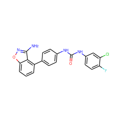 Nc1noc2cccc(-c3ccc(NC(=O)Nc4ccc(F)c(Cl)c4)cc3)c12 ZINC000014975404