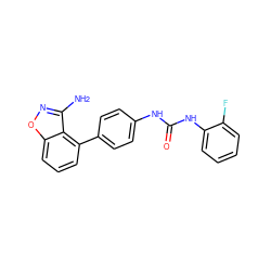 Nc1noc2cccc(-c3ccc(NC(=O)Nc4ccccc4F)cc3)c12 ZINC000014975354