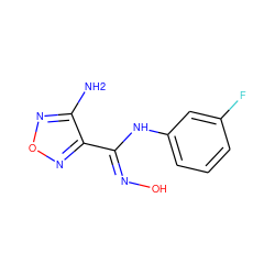 Nc1nonc1/C(=N/O)Nc1cccc(F)c1 ZINC000045254044