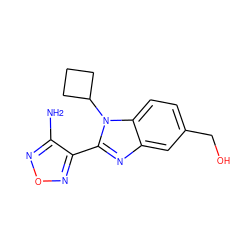 Nc1nonc1-c1nc2cc(CO)ccc2n1C1CCC1 ZINC000049033883