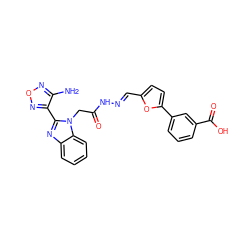 Nc1nonc1-c1nc2ccccc2n1CC(=O)N/N=C/c1ccc(-c2cccc(C(=O)O)c2)o1 ZINC000013544129