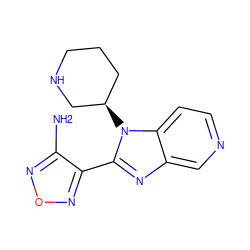 Nc1nonc1-c1nc2cnccc2n1[C@@H]1CCCNC1 ZINC000028462787