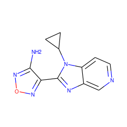 Nc1nonc1-c1nc2cnccc2n1C1CC1 ZINC000013981023