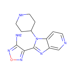 Nc1nonc1-c1nc2cnccc2n1C1CCNCC1 ZINC000028459200