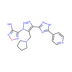 Nc1nonc1-n1nnc(-c2n[nH]c(-c3ccncc3)n2)c1CN1CCCC1 ZINC000013524614