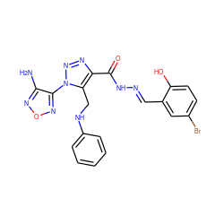 Nc1nonc1-n1nnc(C(=O)N/N=C/c2cc(Br)ccc2O)c1CNc1ccccc1 ZINC000002201672