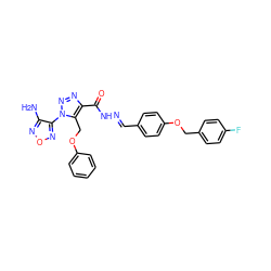 Nc1nonc1-n1nnc(C(=O)N/N=C/c2ccc(OCc3ccc(F)cc3)cc2)c1COc1ccccc1 ZINC000002201141