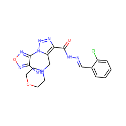 Nc1nonc1-n1nnc(C(=O)N/N=C/c2ccccc2Cl)c1CN1CCOCC1 ZINC000020064531