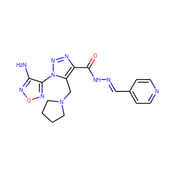 Nc1nonc1-n1nnc(C(=O)N/N=C/c2ccncc2)c1CN1CCCC1 ZINC000013524596