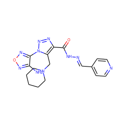 Nc1nonc1-n1nnc(C(=O)N/N=C/c2ccncc2)c1CN1CCCCC1 ZINC000001879626