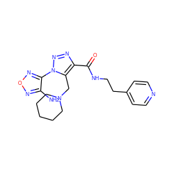 Nc1nonc1-n1nnc(C(=O)NCCc2ccncc2)c1CN1CCCCC1 ZINC000000594687