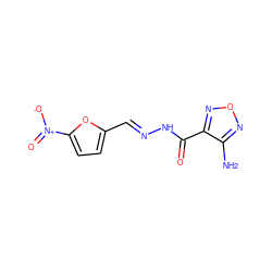 Nc1nonc1C(=O)N/N=C/c1ccc([N+](=O)[O-])o1 ZINC000001885520