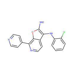 Nc1oc2c(-c3ccncc3)nccc2c1Nc1ccccc1Cl ZINC000222827145