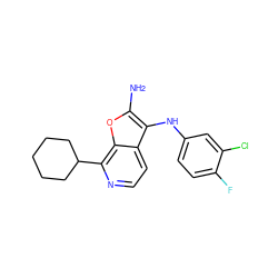 Nc1oc2c(C3CCCCC3)nccc2c1Nc1ccc(F)c(Cl)c1 ZINC000223028102