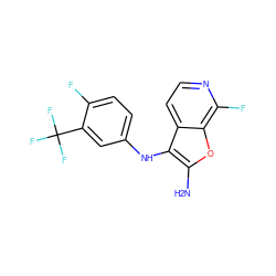 Nc1oc2c(F)nccc2c1Nc1ccc(F)c(C(F)(F)F)c1 ZINC000222827060