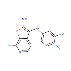 Nc1oc2c(F)nccc2c1Nc1ccc(F)c(Cl)c1 ZINC000222811576