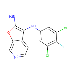 Nc1oc2cnccc2c1Nc1cc(Cl)c(F)c(Cl)c1 ZINC000222977935