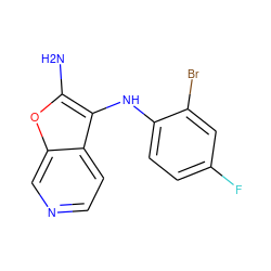 Nc1oc2cnccc2c1Nc1ccc(F)cc1Br ZINC000222944723