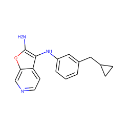 Nc1oc2cnccc2c1Nc1cccc(CC2CC2)c1 ZINC000222993949