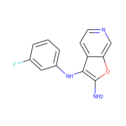 Nc1oc2cnccc2c1Nc1cccc(F)c1 ZINC000222977846