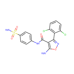 Nc1onc(-c2c(Cl)cccc2Cl)c1C(=O)Nc1ccc(S(N)(=O)=O)cc1 ZINC001772593604