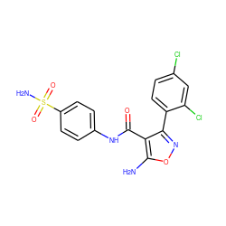 Nc1onc(-c2ccc(Cl)cc2Cl)c1C(=O)Nc1ccc(S(N)(=O)=O)cc1 ZINC001772623201