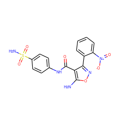 Nc1onc(-c2ccccc2[N+](=O)[O-])c1C(=O)Nc1ccc(S(N)(=O)=O)cc1 ZINC001772626692