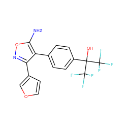 Nc1onc(-c2ccoc2)c1-c1ccc(C(O)(C(F)(F)F)C(F)(F)F)cc1 ZINC000028569400