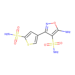 Nc1onc(-c2csc(S(N)(=O)=O)c2)c1S(N)(=O)=O ZINC001772590380