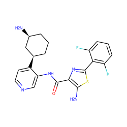 Nc1sc(-c2c(F)cccc2F)nc1C(=O)Nc1cnccc1[C@@H]1CCC[C@H](N)C1 ZINC000141451852