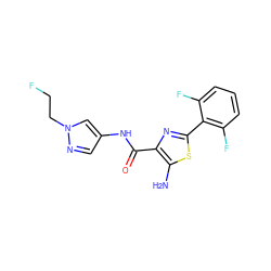 Nc1sc(-c2c(F)cccc2F)nc1C(=O)Nc1cnn(CCF)c1 ZINC000144930999