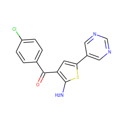 Nc1sc(-c2cncnc2)cc1C(=O)c1ccc(Cl)cc1 ZINC000064485572