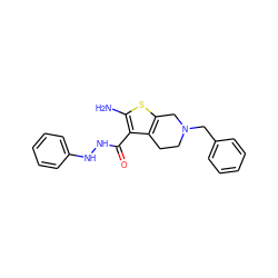 Nc1sc2c(c1C(=O)NNc1ccccc1)CCN(Cc1ccccc1)C2 ZINC000053685049