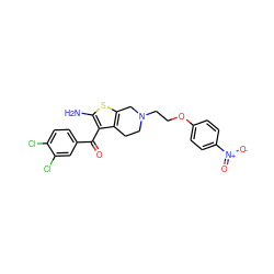 Nc1sc2c(c1C(=O)c1ccc(Cl)c(Cl)c1)CCN(CCOc1ccc([N+](=O)[O-])cc1)C2 ZINC000049068734