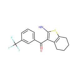 Nc1sc2c(c1C(=O)c1cccc(C(F)(F)F)c1)CCCC2 ZINC000013800366