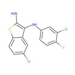 Nc1sc2ccc(Cl)cc2c1Nc1ccc(F)c(Cl)c1 ZINC000223041827