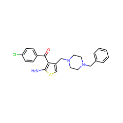 Nc1scc(CN2CCN(Cc3ccccc3)CC2)c1C(=O)c1ccc(Cl)cc1 ZINC000040863418